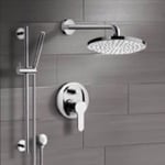 Remer SFR21 Chrome Shower System with 8 Inch Rain Shower Head and Hand Shower